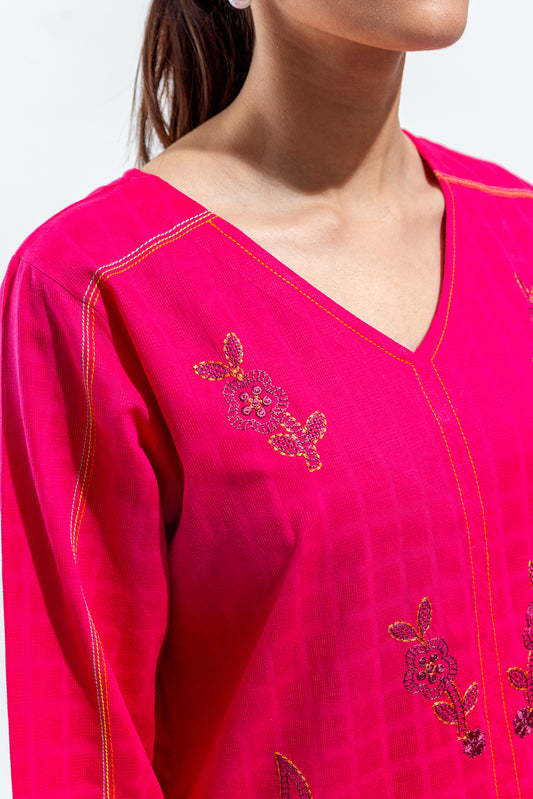 EMBROIDERED DOBBY SHIRT (PRET)
