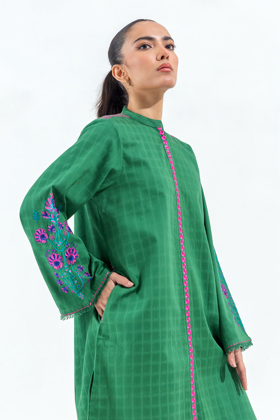 EMBROIDERED DOBBY SHIRT (PRET)