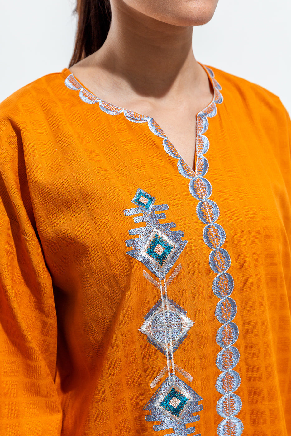 EMBROIDERED DOBBY SHIRT (PRET)