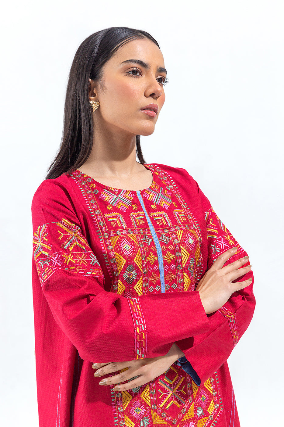 EMBROIDERED SELF JACQUARD SHIRT (PRET)
