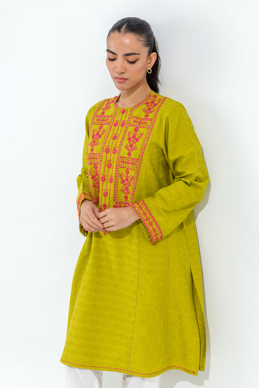 EMBROIDERED SLUB KHADDAR SHIRT (PRET)