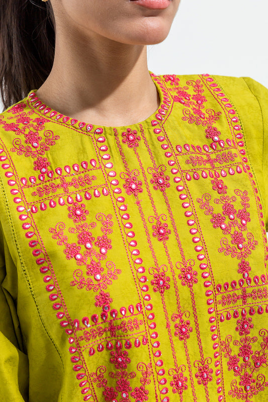 EMBROIDERED SLUB KHADDAR SHIRT (PRET)