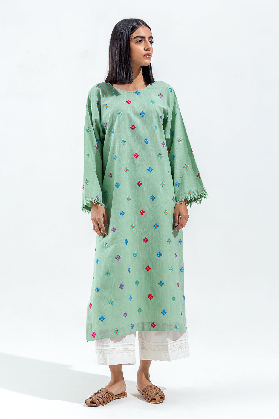 EMBROIDERED SLUB KHADDAR SHIRT (PRET)