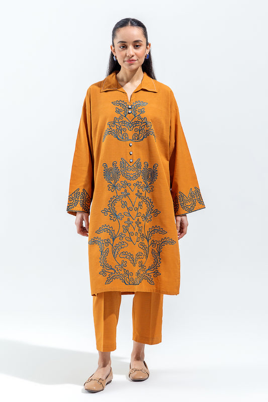 2 PIECE EMBROIDERED SLUB KHADDAR SUIT (PRET)