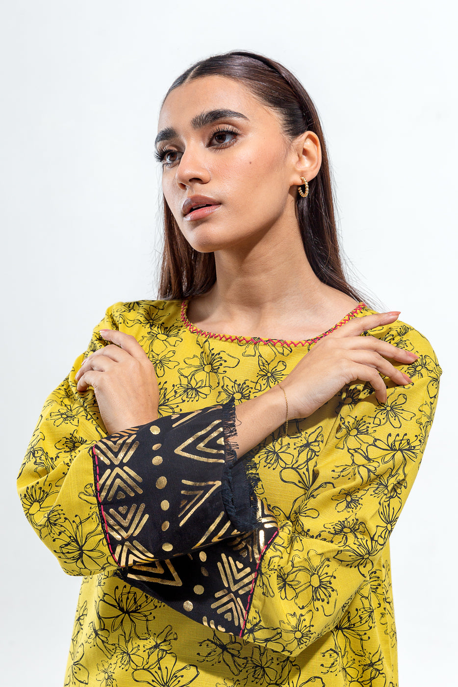 PRINTED SLUB KHADDAR SHIRT (PRET)