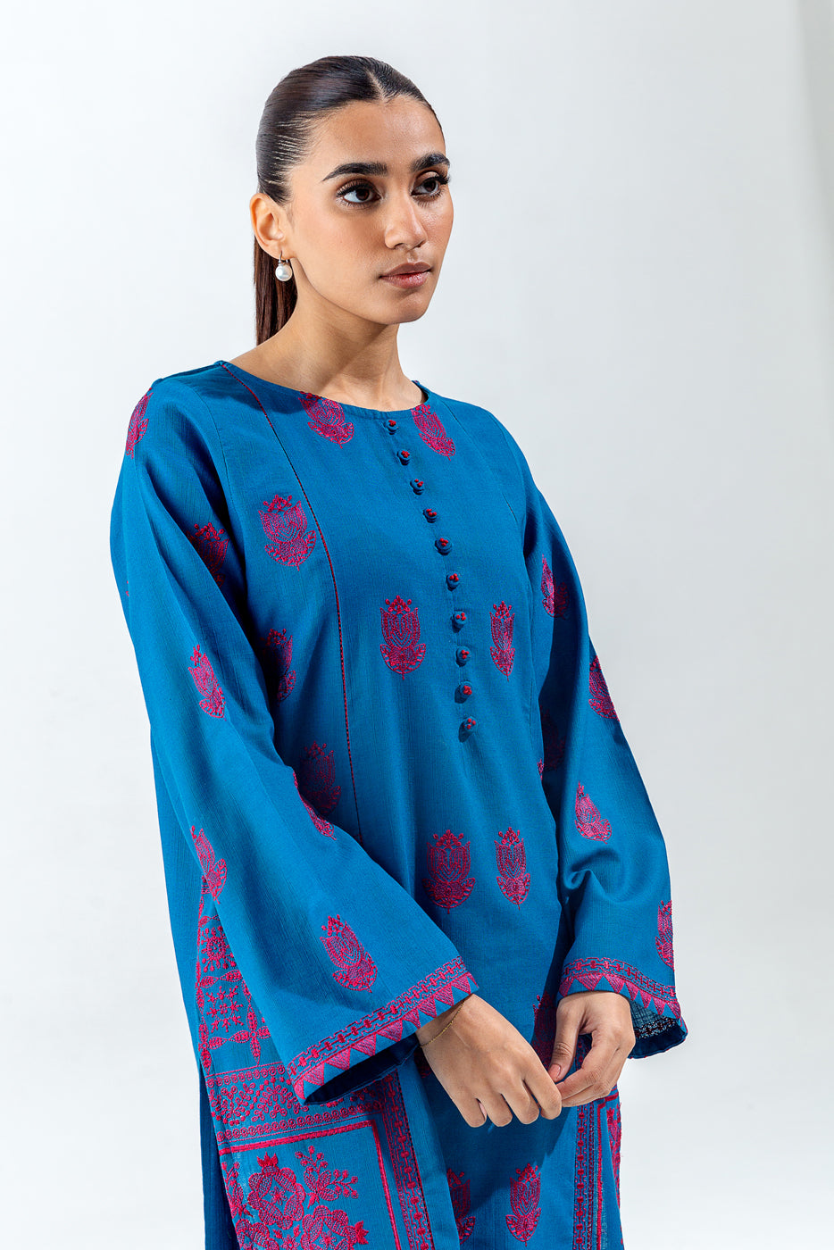 EMBROIDERED KHADDAR SHIRT (PRET)