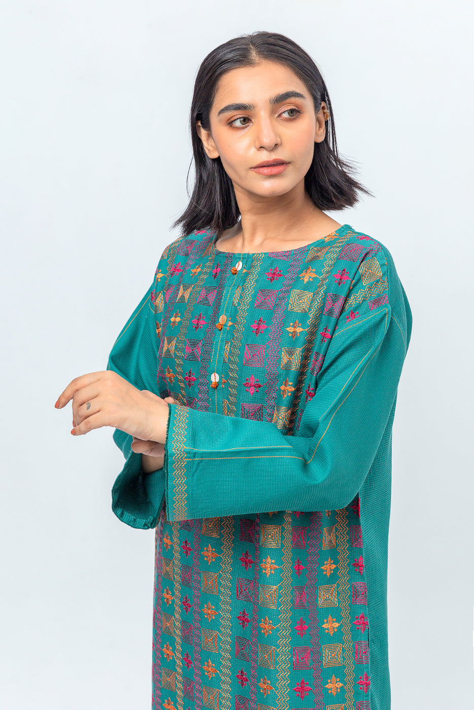 EMBROIDERED DOBBY SHIRT (PRET)