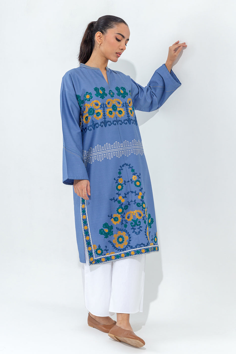 EMBROIDERED SELF JACQUARD SHIRT (PRET)