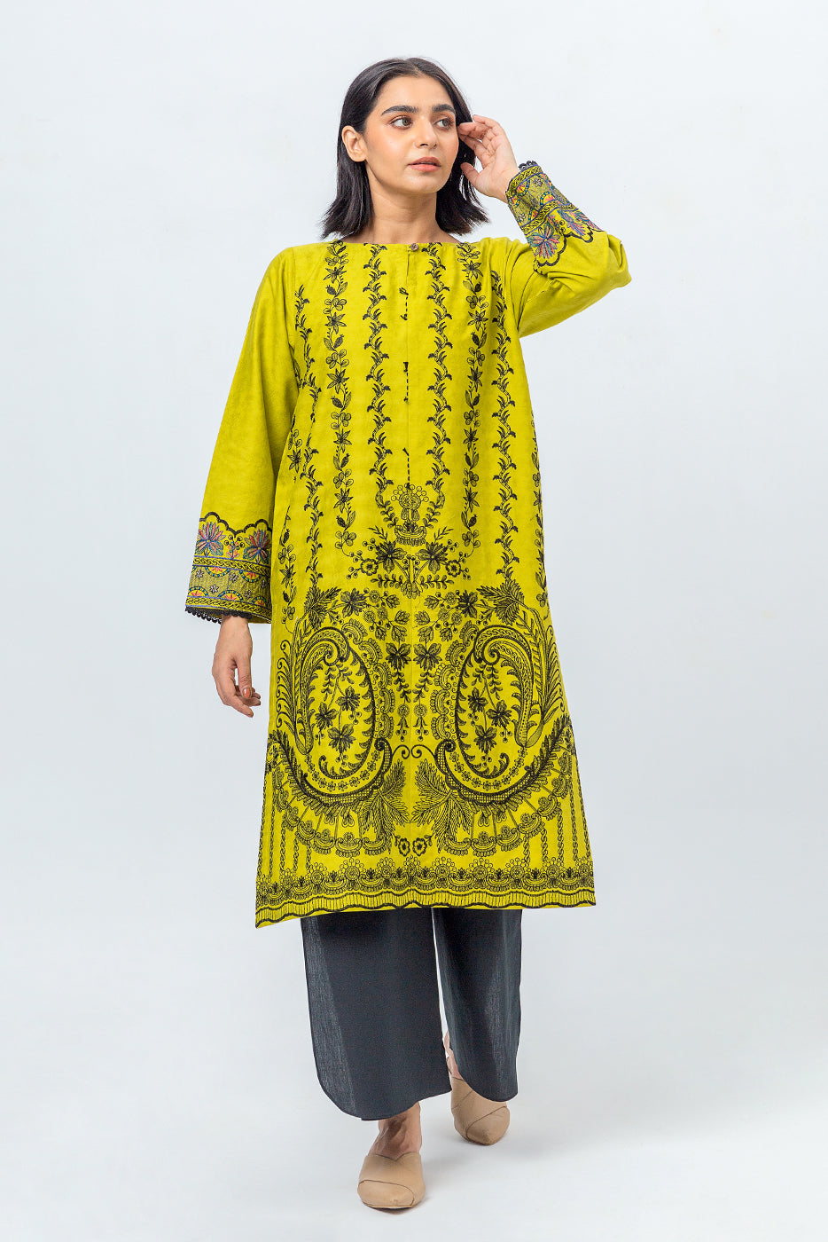 EMBROIDERED SELF JACQUARD SHIRT (PRET)