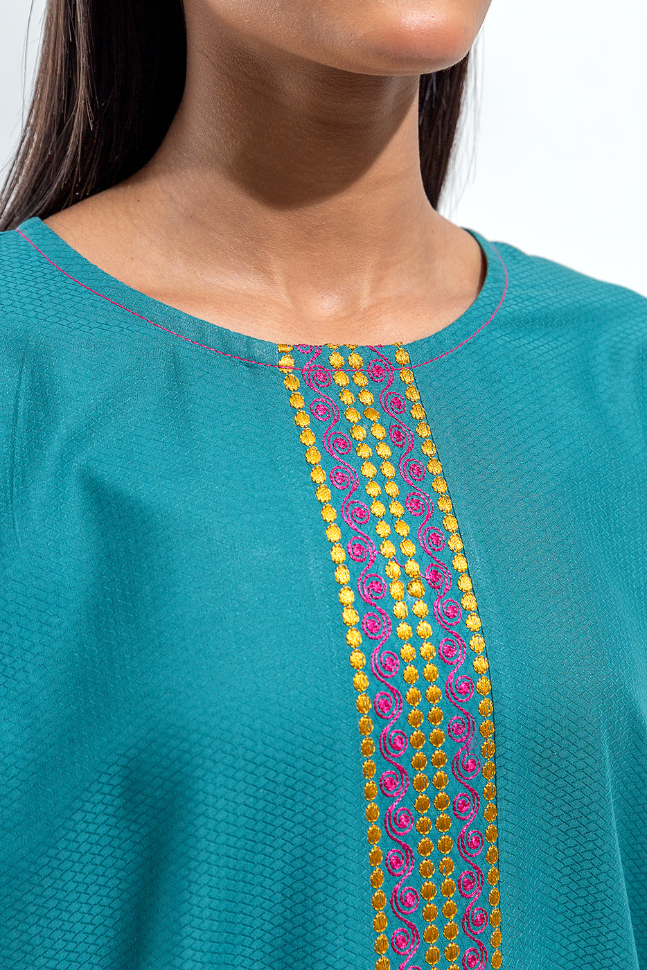 EMBROIDERED SELF JACQUARD SHIRT (PRET)