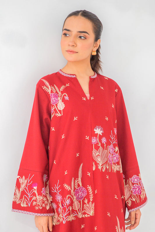 EMBROIDERED DOBBY SHIRT (PRET)