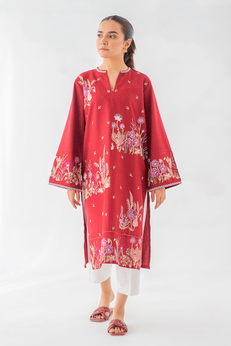EMBROIDERED DOBBY SHIRT (PRET)