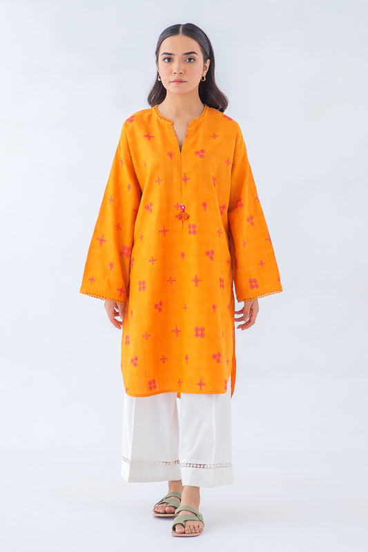 EMBROIDERED JACQUARD KHADDAR SHIRT (PRET)