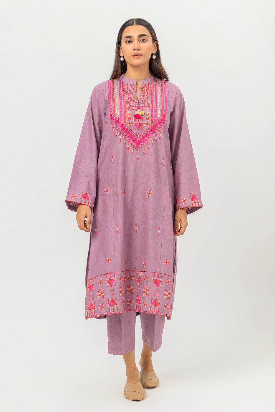 2 PIECE EMBROIDERED SLUB KHADDAR SUIT (PRET)