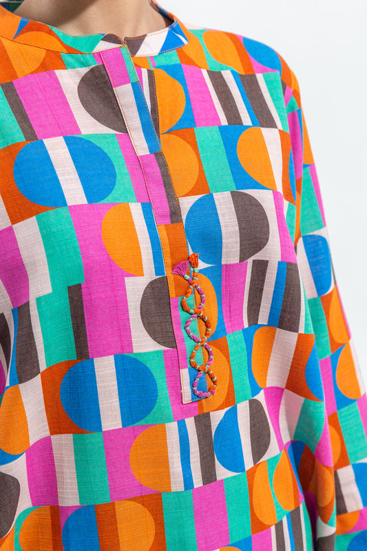 PRINTED SLUB KHADDAR SHIRT (PRET)