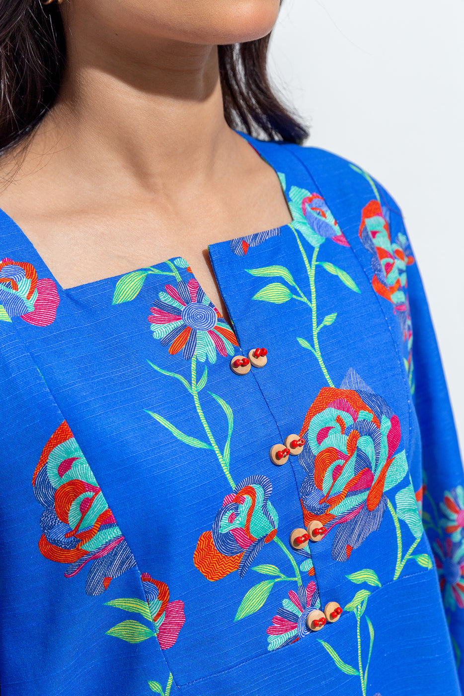 PRINTED SLUB KHADDAR SHIRT (PRET)
