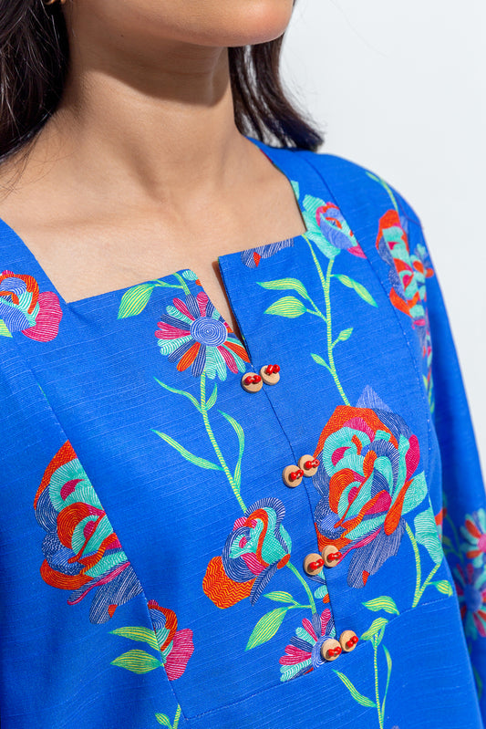 PRINTED SLUB KHADDAR SHIRT (PRET)