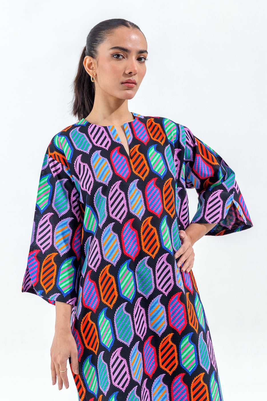 PRINTED SLUB KHADDAR SHIRT (PRET)