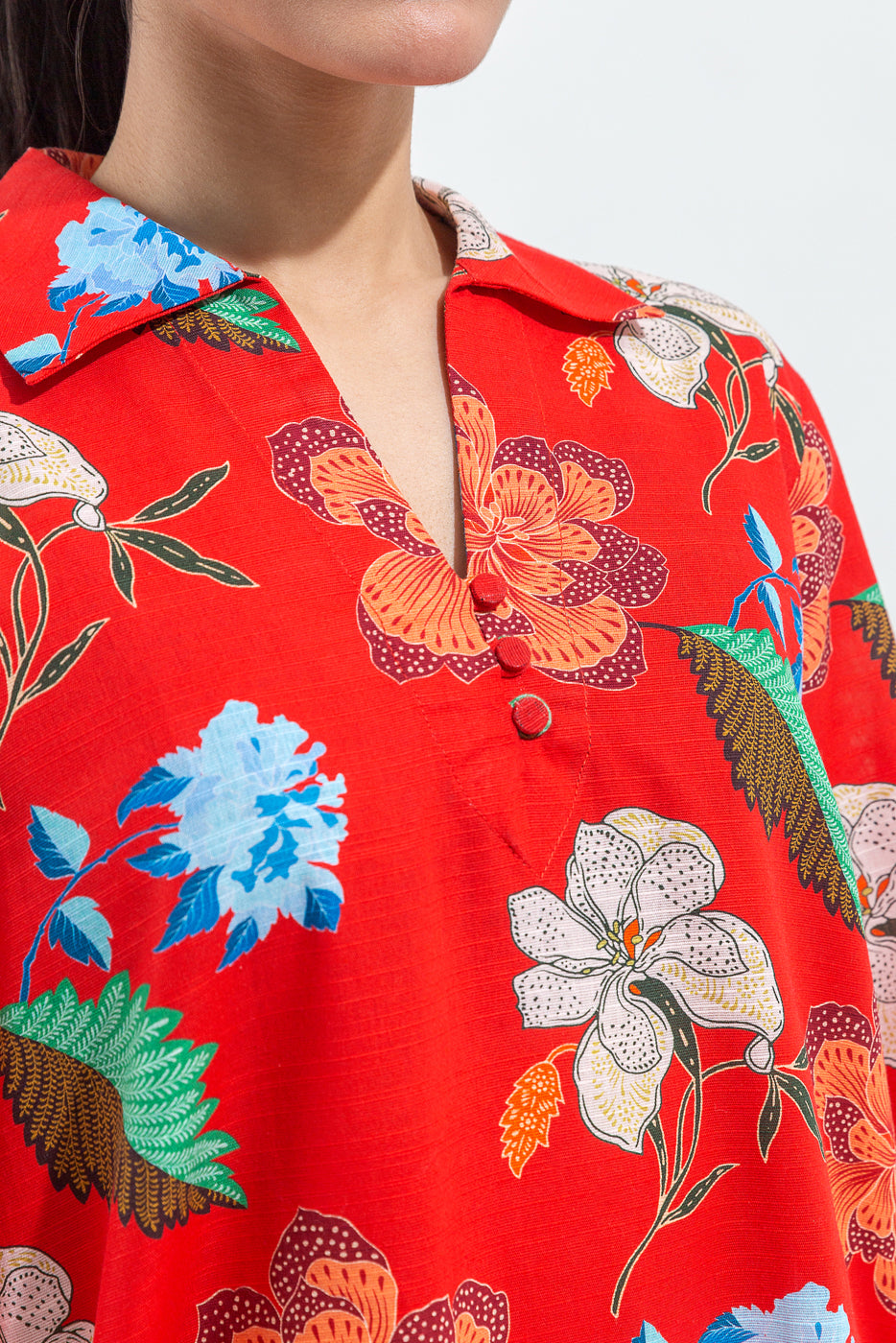 PRINTED SLUB KHADDAR SHIRT (PRET)