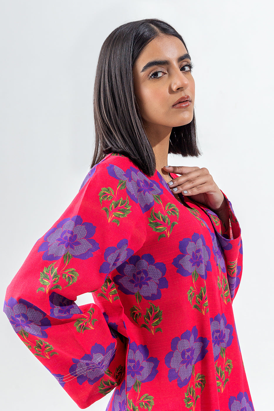 PRINTED SLUB KHADDAR SHIRT (PRET)