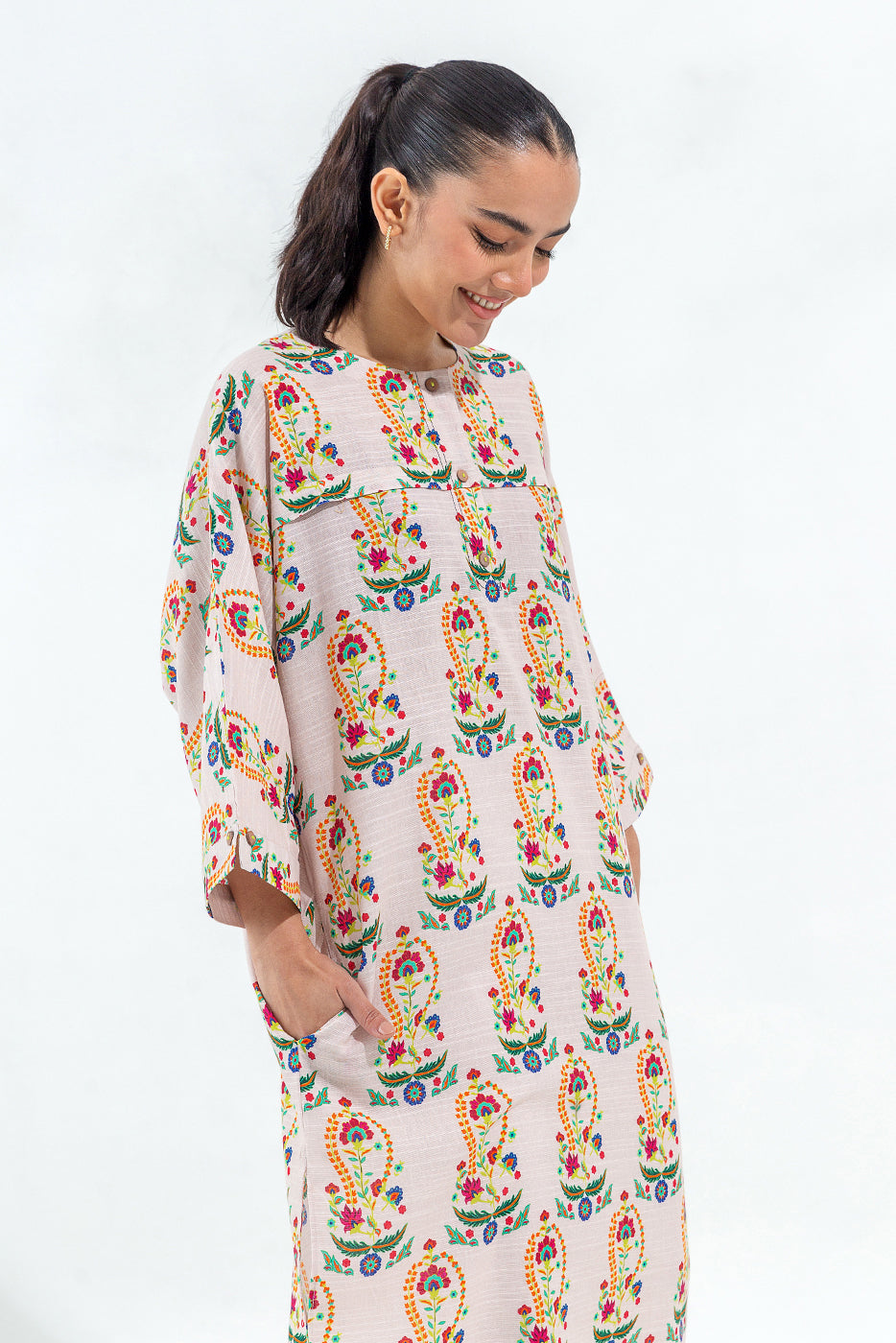 PRINTED SLUB KHADDAR SHIRT (PRET)