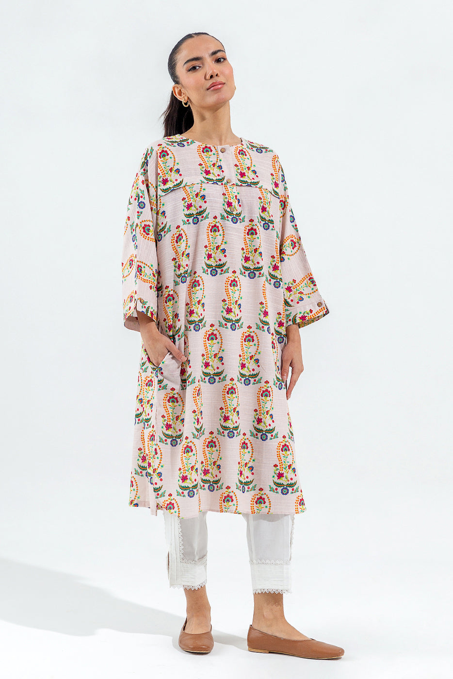 PRINTED SLUB KHADDAR SHIRT (PRET)