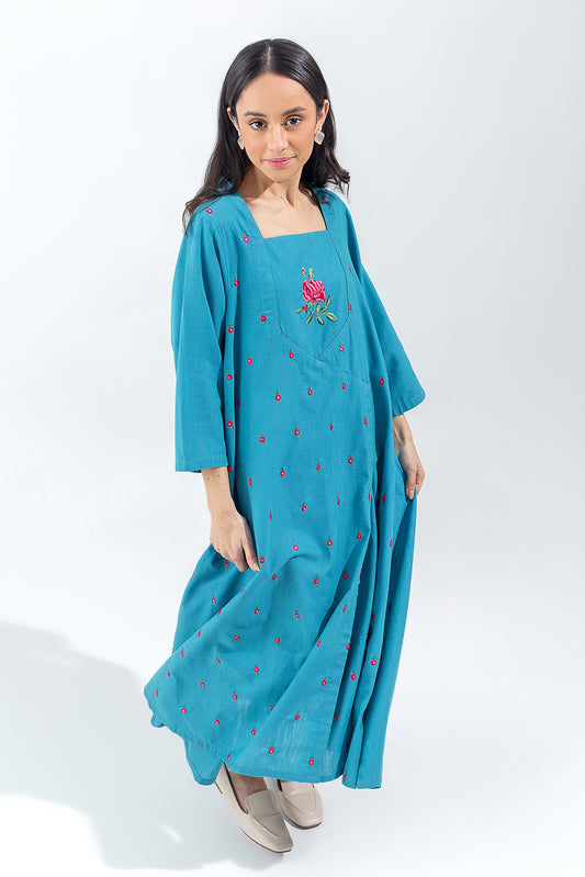 EMBROIDERED SLUB KHADDAR SHIRT (PRET)