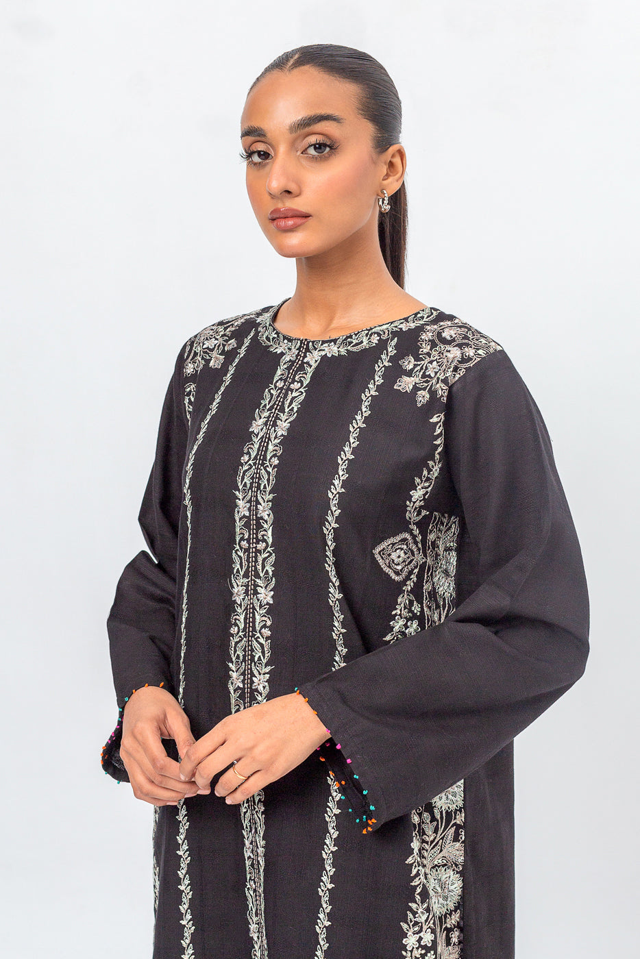 EMBROIDERED KHADDAR JACQUARD SHIRT (PRET)