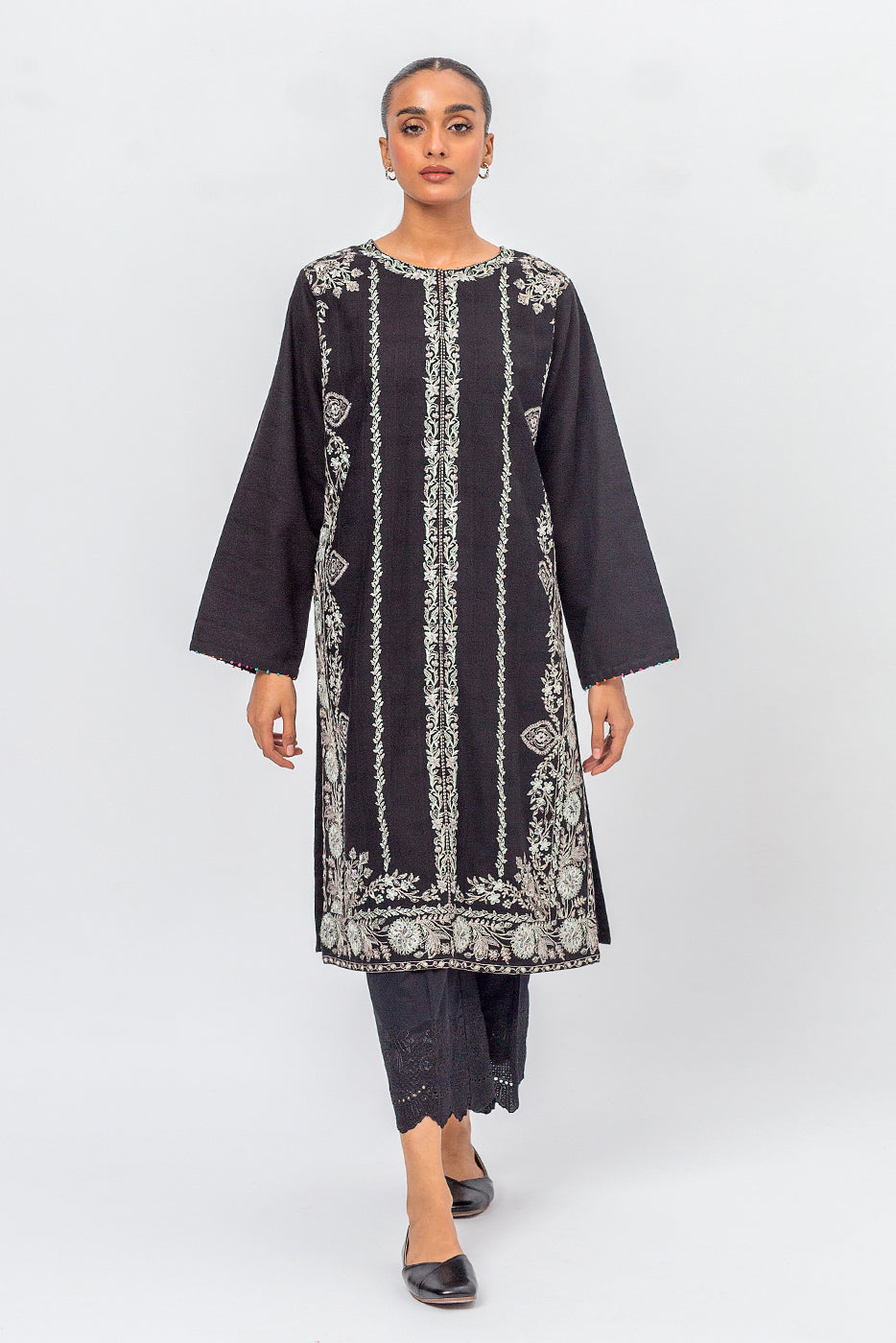 EMBROIDERED KHADDAR JACQUARD SHIRT (PRET)