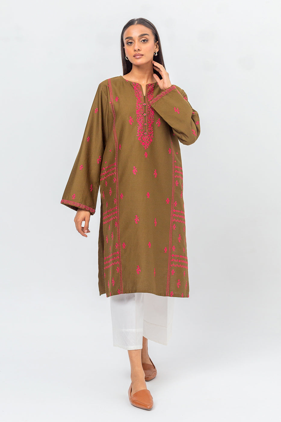 EMBROIDERED DOBBY SHIRT (PRET)
