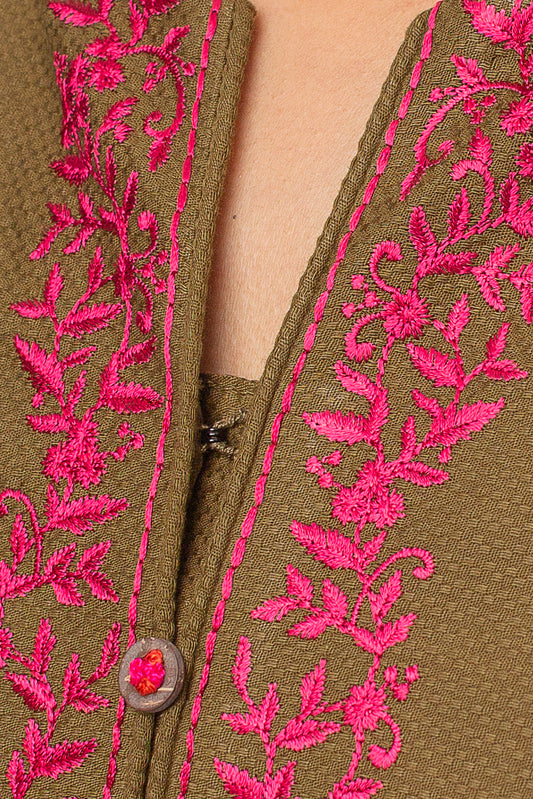 EMBROIDERED DOBBY SHIRT (PRET)