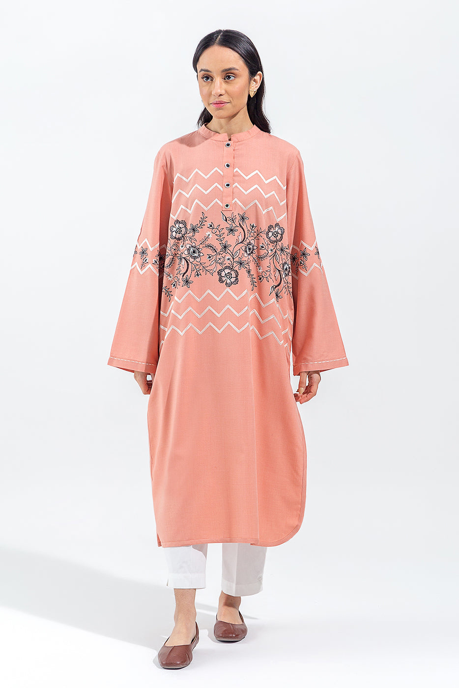 EMBROIDERED CHAMBREY SHIRT (PRET)