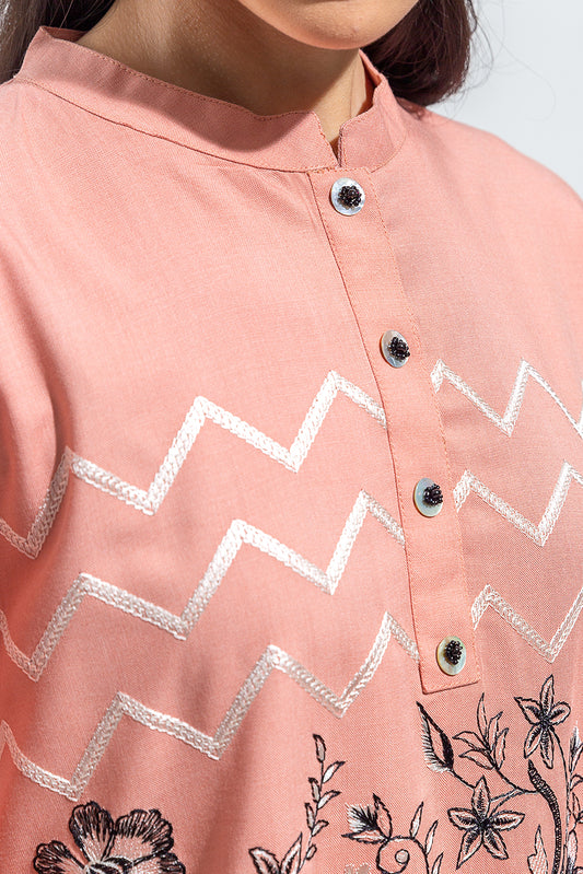EMBROIDERED CHAMBREY SHIRT (PRET)