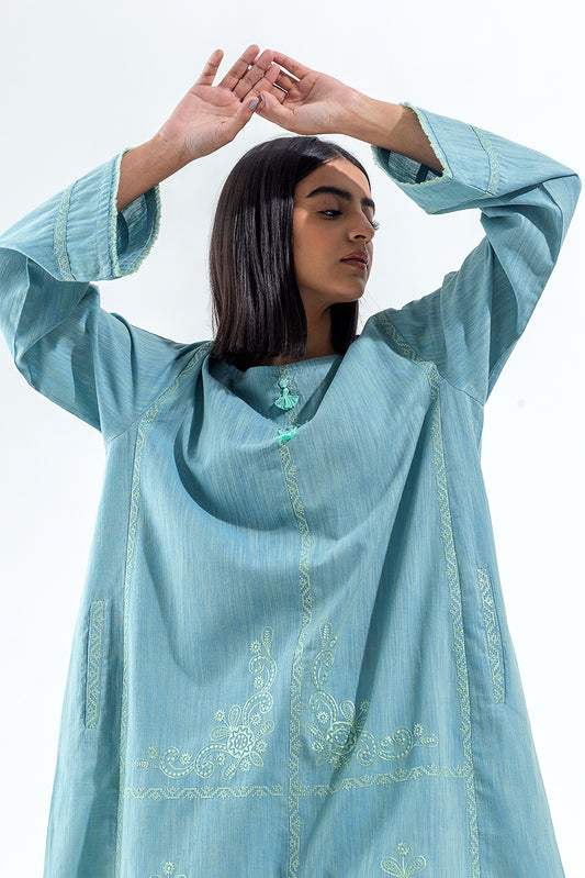 EMBROIDERED SLUB KHADDAR SHIRT (PRET)