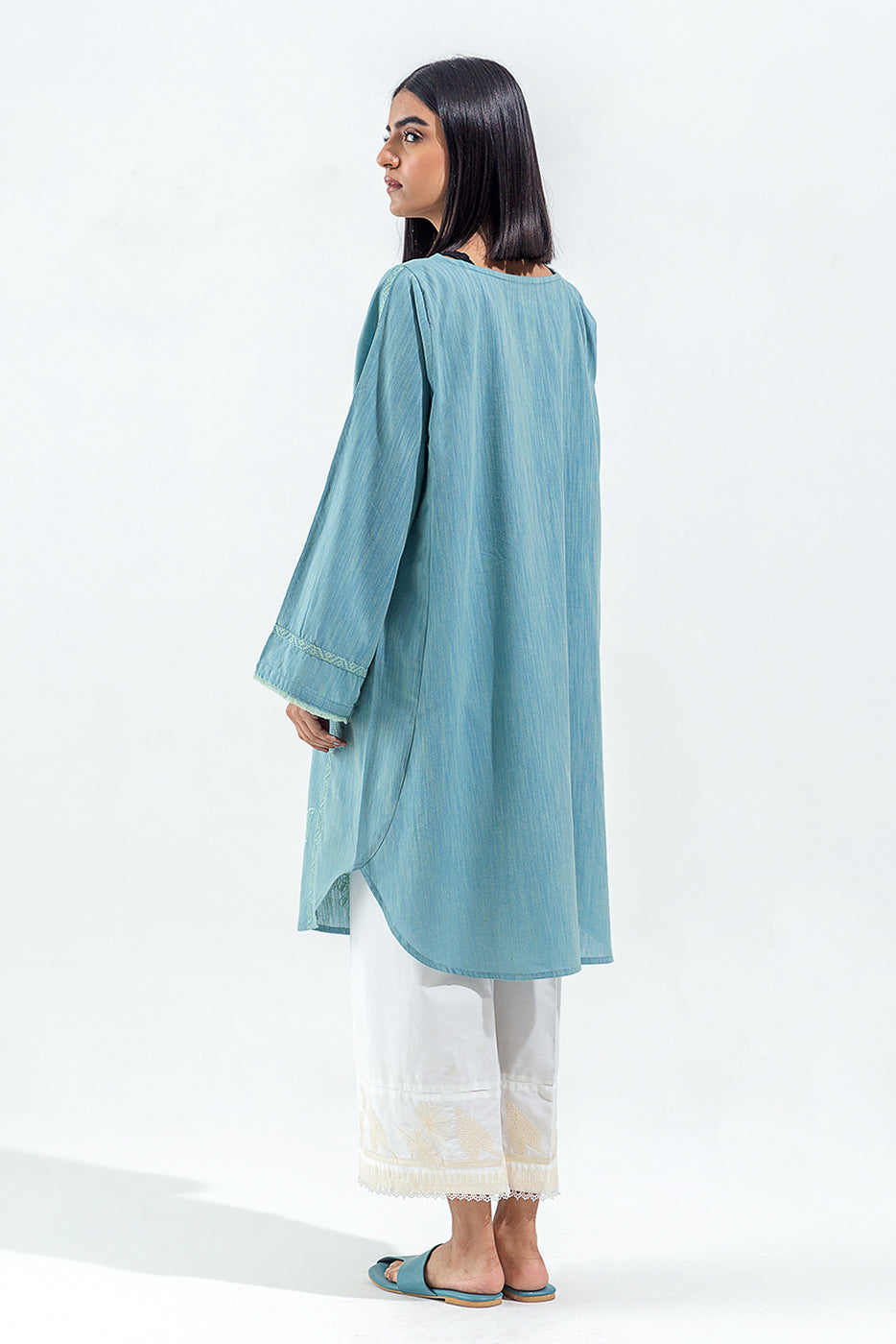 EMBROIDERED SLUB KHADDAR SHIRT (PRET)