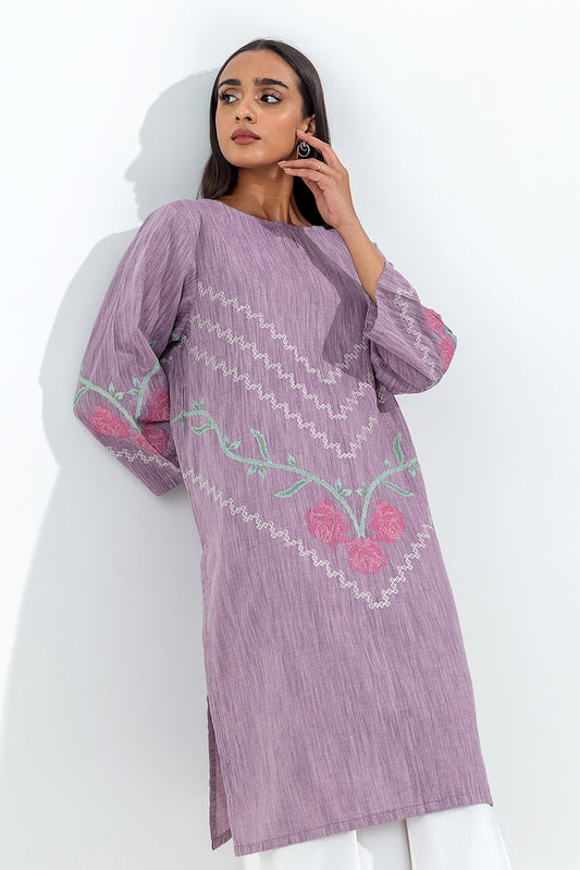 EMBROIDERED SLUB KHADDAR SHIRT (PRET)