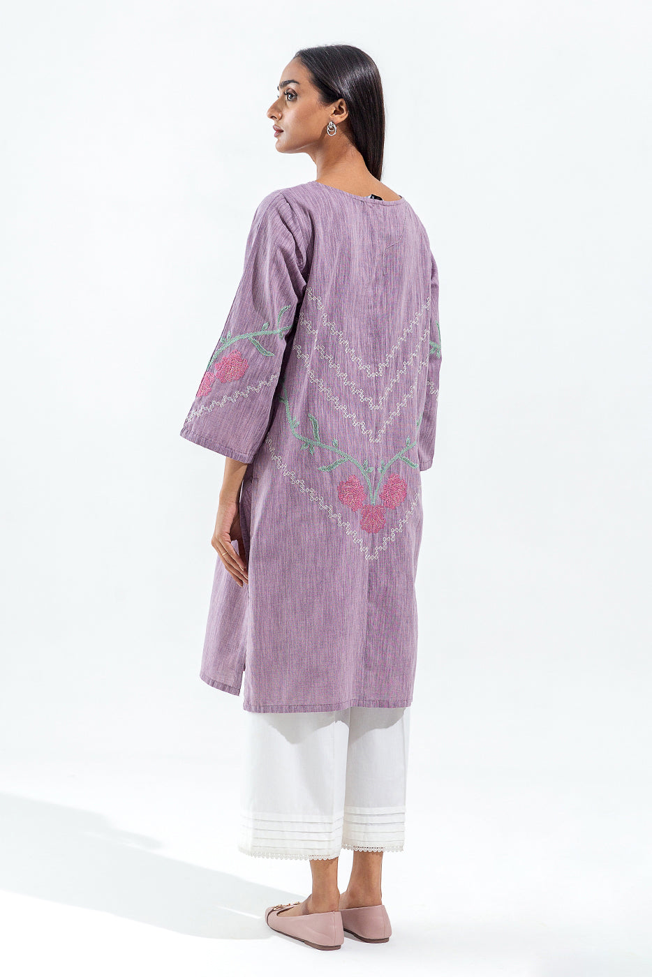 EMBROIDERED SLUB KHADDAR SHIRT (PRET)