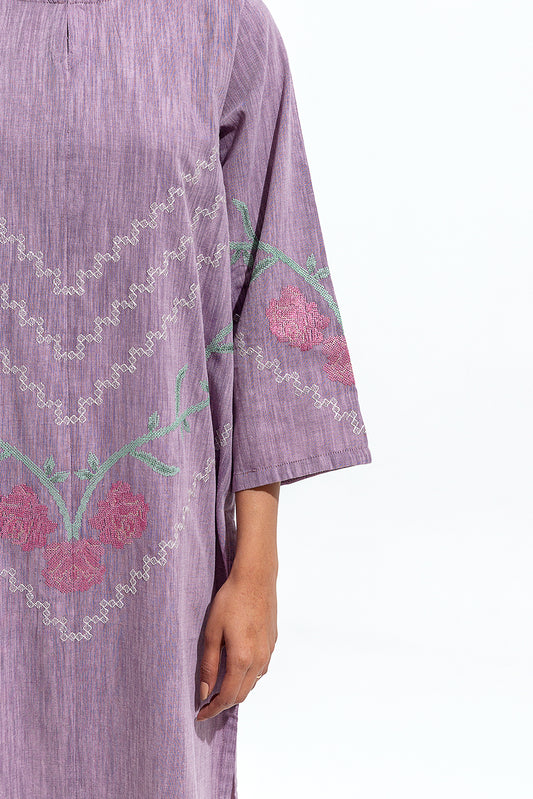 EMBROIDERED SLUB KHADDAR SHIRT (PRET)