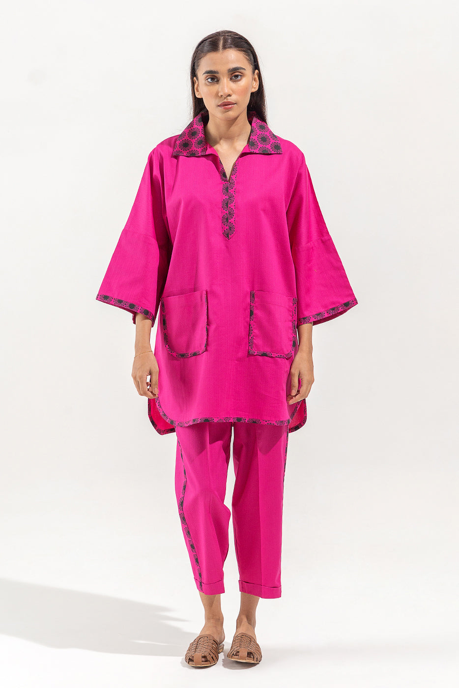 2 PIECE SELF JACQUARD SUIT (PRET)