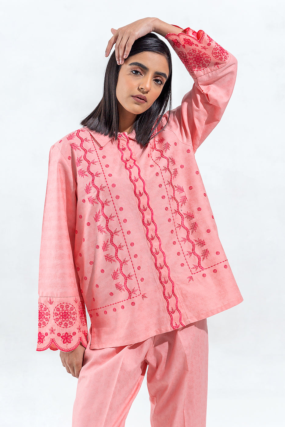 2 PIECE EMBROIDERED SELF JACQUARD SUIT(PRET) - BEECHTREE