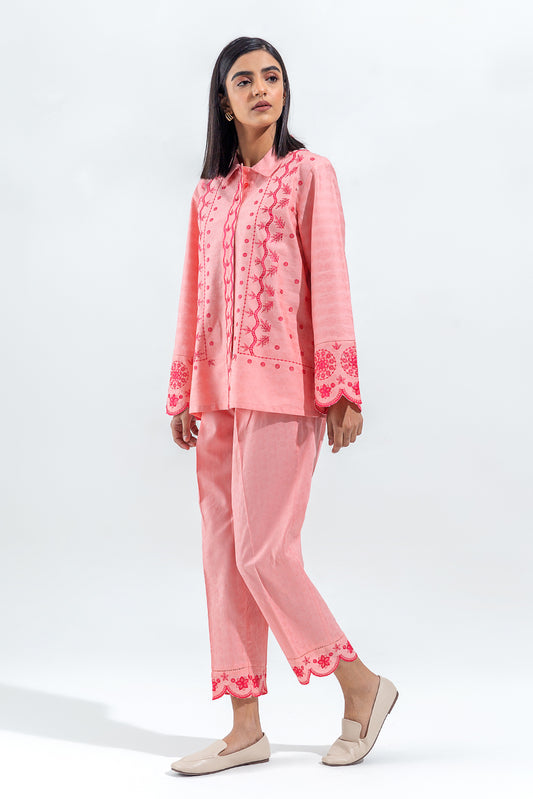 2 PIECE EMBROIDERED SELF JACQUARD SUIT(PRET)
