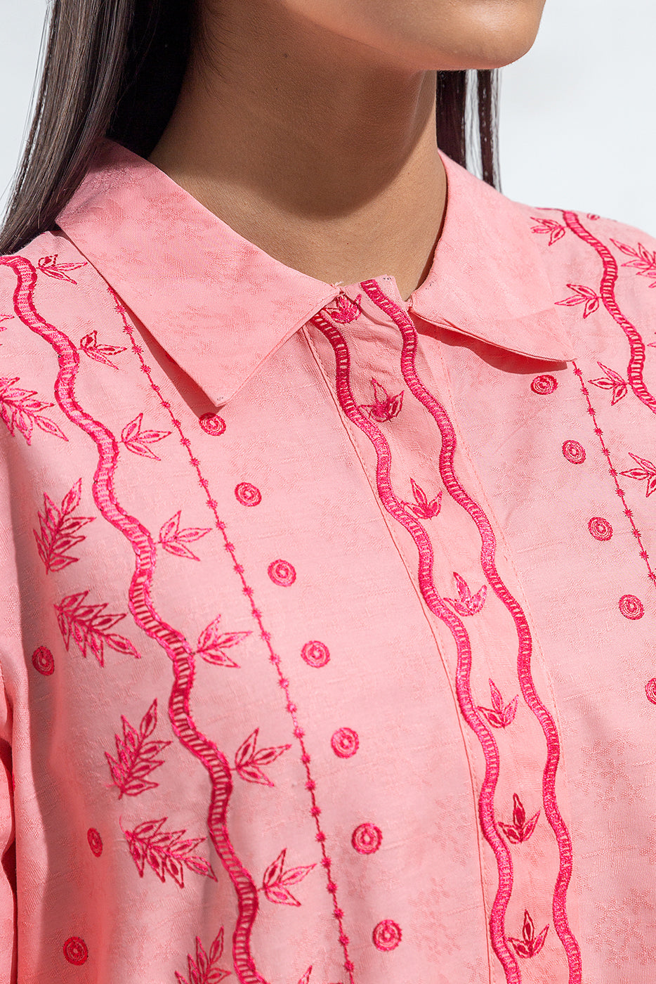 2 PIECE EMBROIDERED SELF JACQUARD SUIT(PRET)