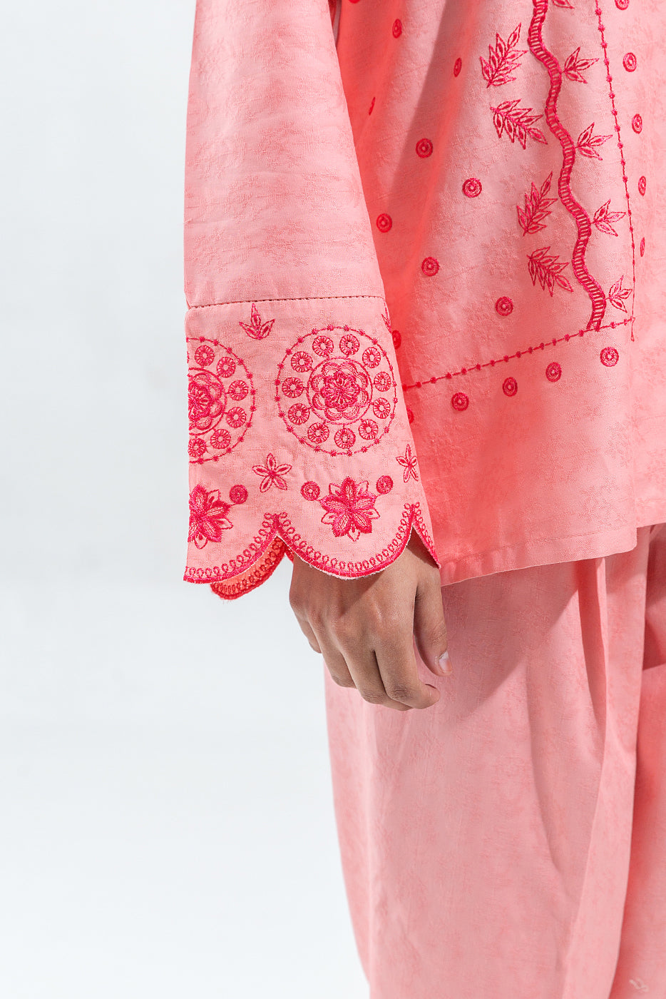 2 PIECE EMBROIDERED SELF JACQUARD SUIT(PRET)