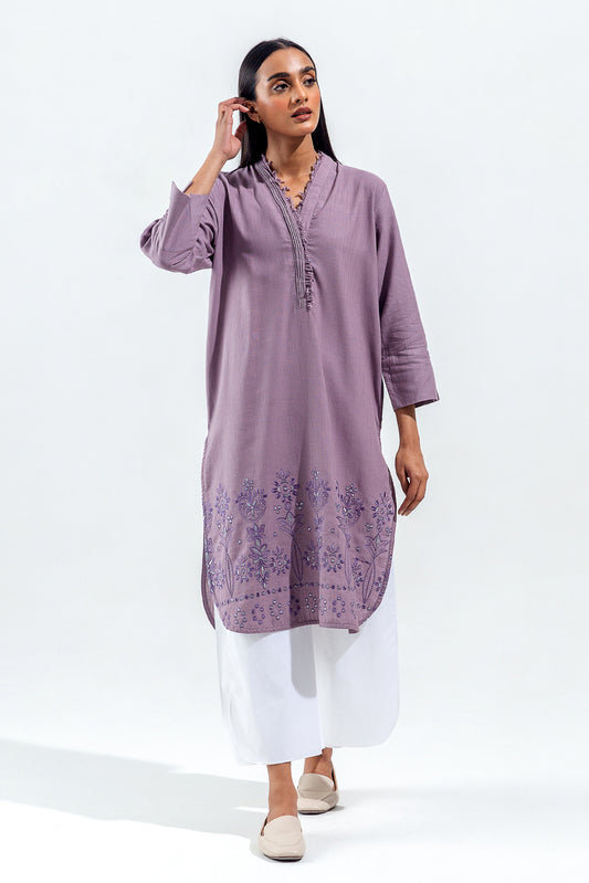 EMBROIDERED SLUB KHADDAR SHIRT (PRET)