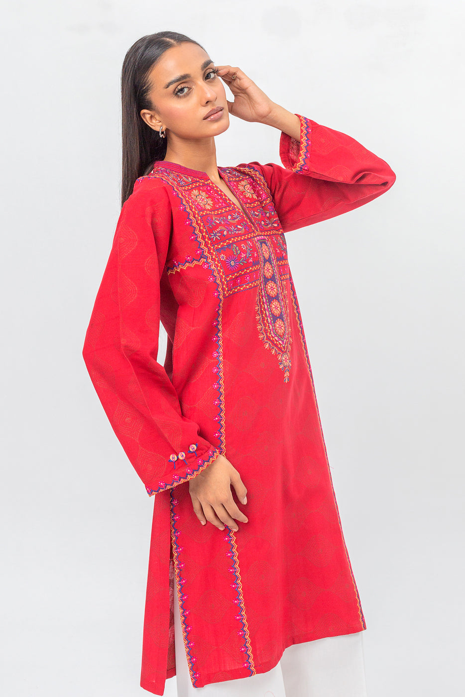 EMBROIDERED EXTRA JACQUARD SHIRT (PRET)