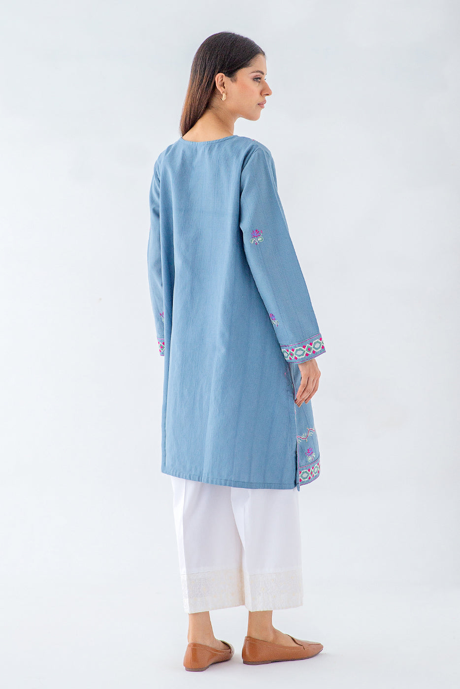 EMBROIDERED KHADDAR JACQUARD SHIRT (PRET)