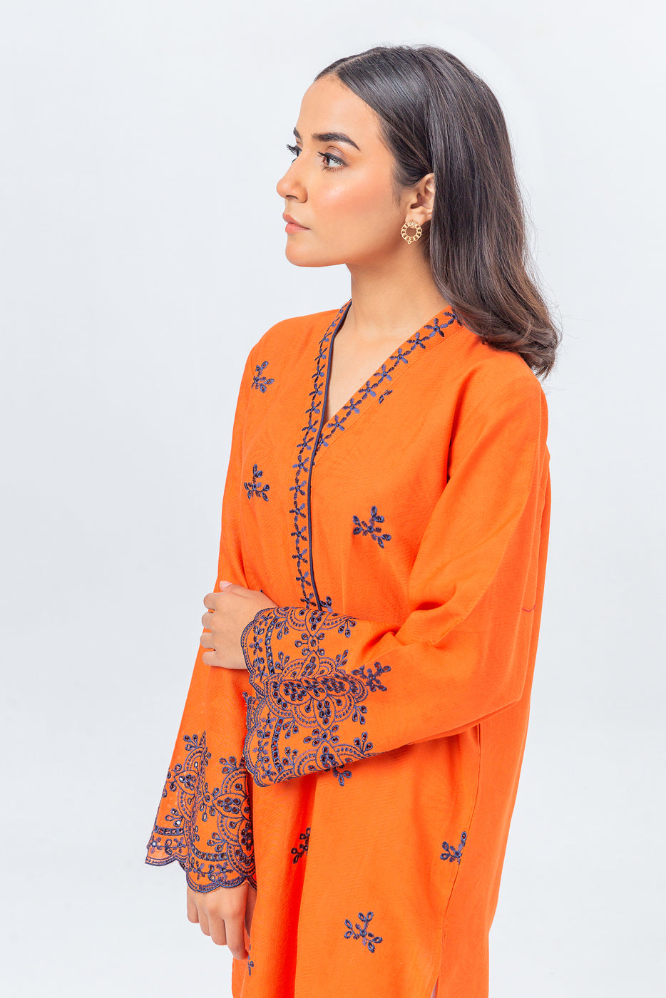EMBROIDERED KHADDAR JACQUARD SHIRT (PRET)