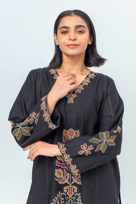 EMBROIDERED KHADDAR JACQUARD SHIRT (PRET)