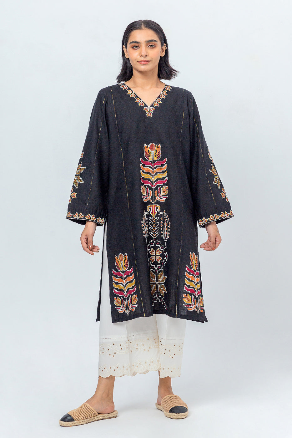 EMBROIDERED KHADDAR JACQUARD SHIRT (PRET)