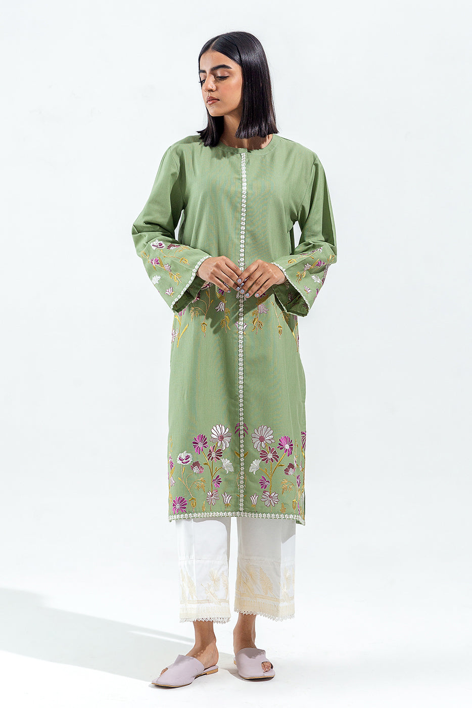 EMBROIDERED KHADDAR SHIRT (PRET)